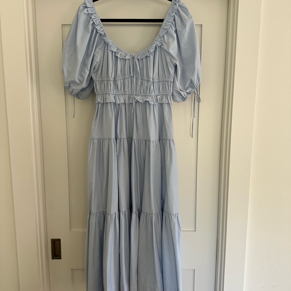 En Saison Blue Ruched Tiered Sundress